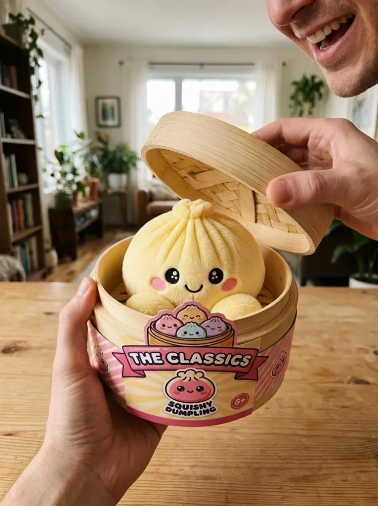 Déballage du Dumpling Squishy Jaune Citron — la boîte panier vapeur s'ouvre