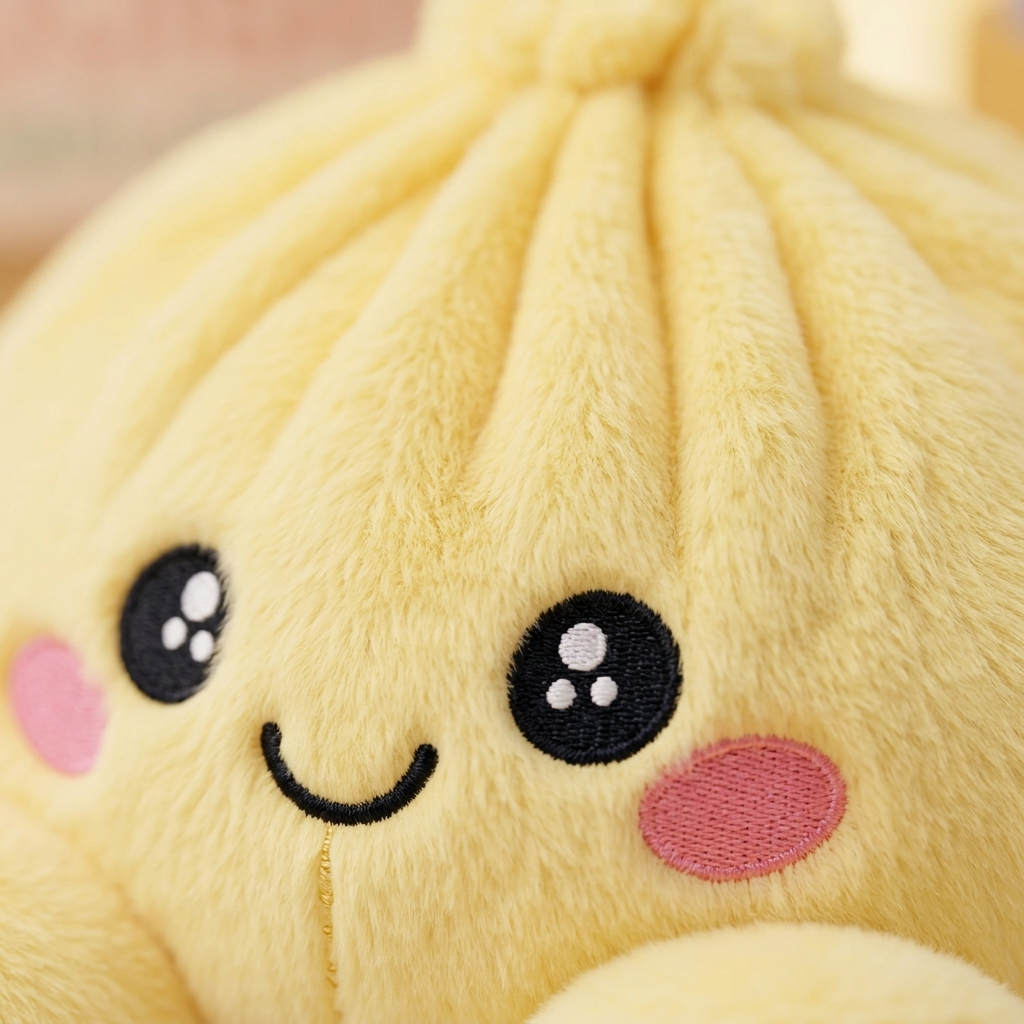 Dumpling Squishy Jaune Citron — gros plan macro sur la texture